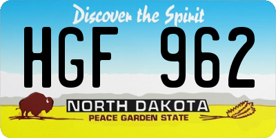ND license plate HGF962