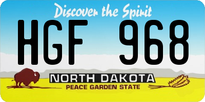 ND license plate HGF968