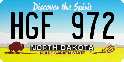ND license plate HGF972