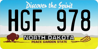 ND license plate HGF978