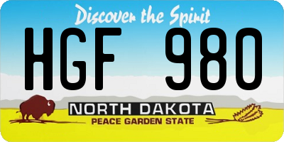 ND license plate HGF980