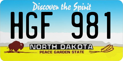 ND license plate HGF981