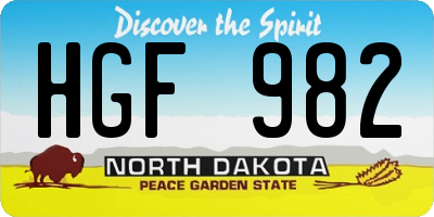 ND license plate HGF982