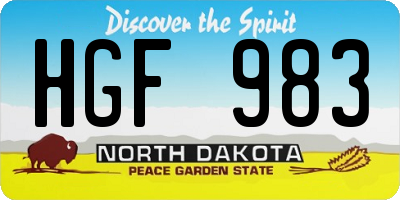 ND license plate HGF983