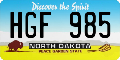 ND license plate HGF985