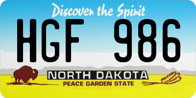 ND license plate HGF986