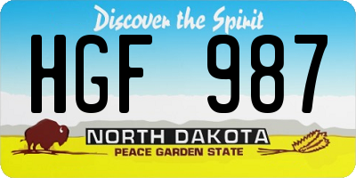 ND license plate HGF987