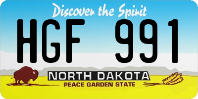 ND license plate HGF991