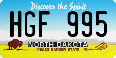 ND license plate HGF995