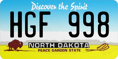 ND license plate HGF998