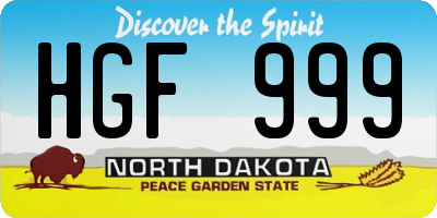 ND license plate HGF999