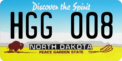 ND license plate HGG008