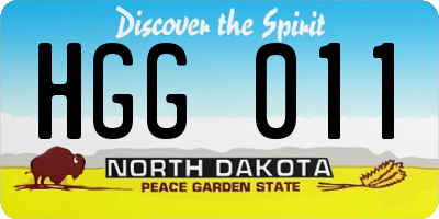 ND license plate HGG011
