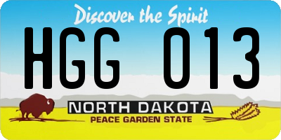ND license plate HGG013