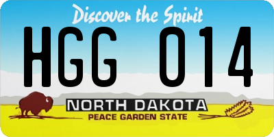 ND license plate HGG014