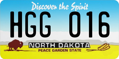 ND license plate HGG016