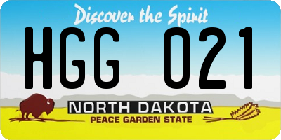 ND license plate HGG021