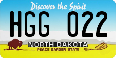 ND license plate HGG022