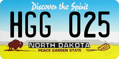 ND license plate HGG025