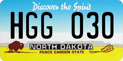ND license plate HGG030