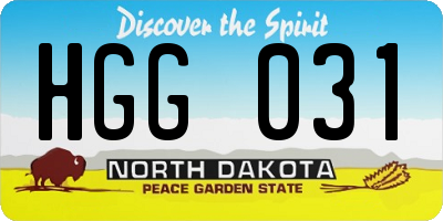 ND license plate HGG031
