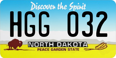 ND license plate HGG032