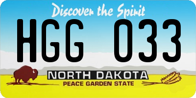ND license plate HGG033