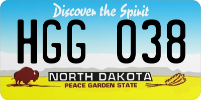 ND license plate HGG038