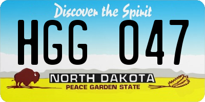ND license plate HGG047
