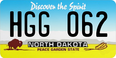 ND license plate HGG062