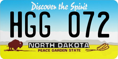 ND license plate HGG072