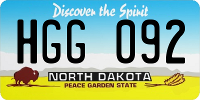 ND license plate HGG092