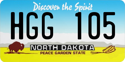 ND license plate HGG105