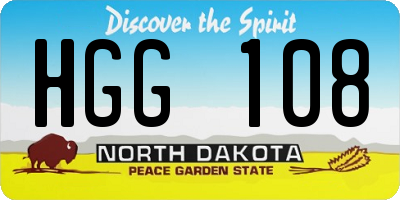 ND license plate HGG108