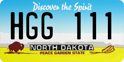 ND license plate HGG111