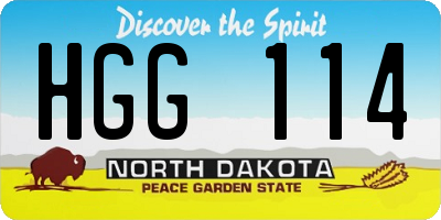 ND license plate HGG114