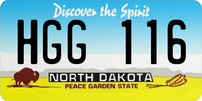 ND license plate HGG116