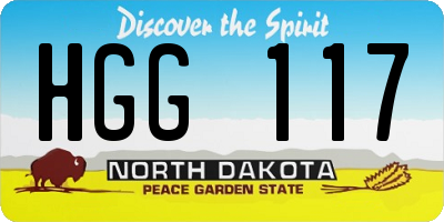 ND license plate HGG117