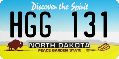 ND license plate HGG131