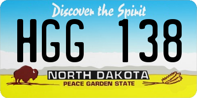 ND license plate HGG138
