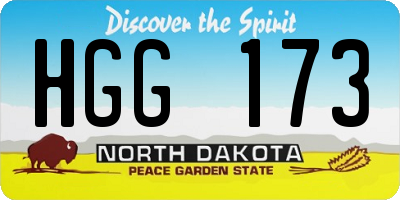 ND license plate HGG173