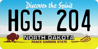 ND license plate HGG204