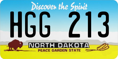 ND license plate HGG213