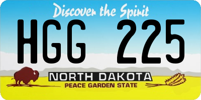ND license plate HGG225