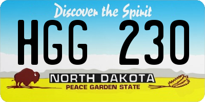 ND license plate HGG230