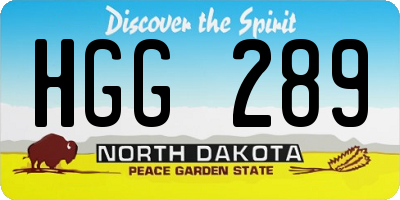 ND license plate HGG289
