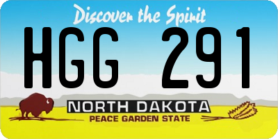 ND license plate HGG291