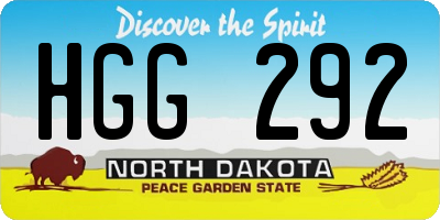 ND license plate HGG292