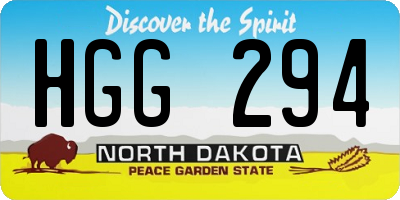 ND license plate HGG294