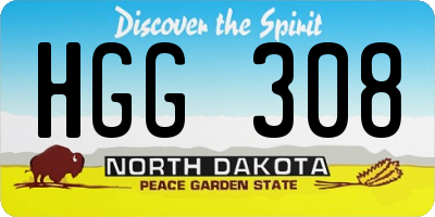 ND license plate HGG308